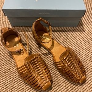 Seychelles cognac leather sandal.